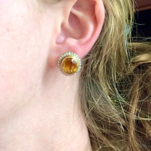 Citrine and pearl vintage earrings